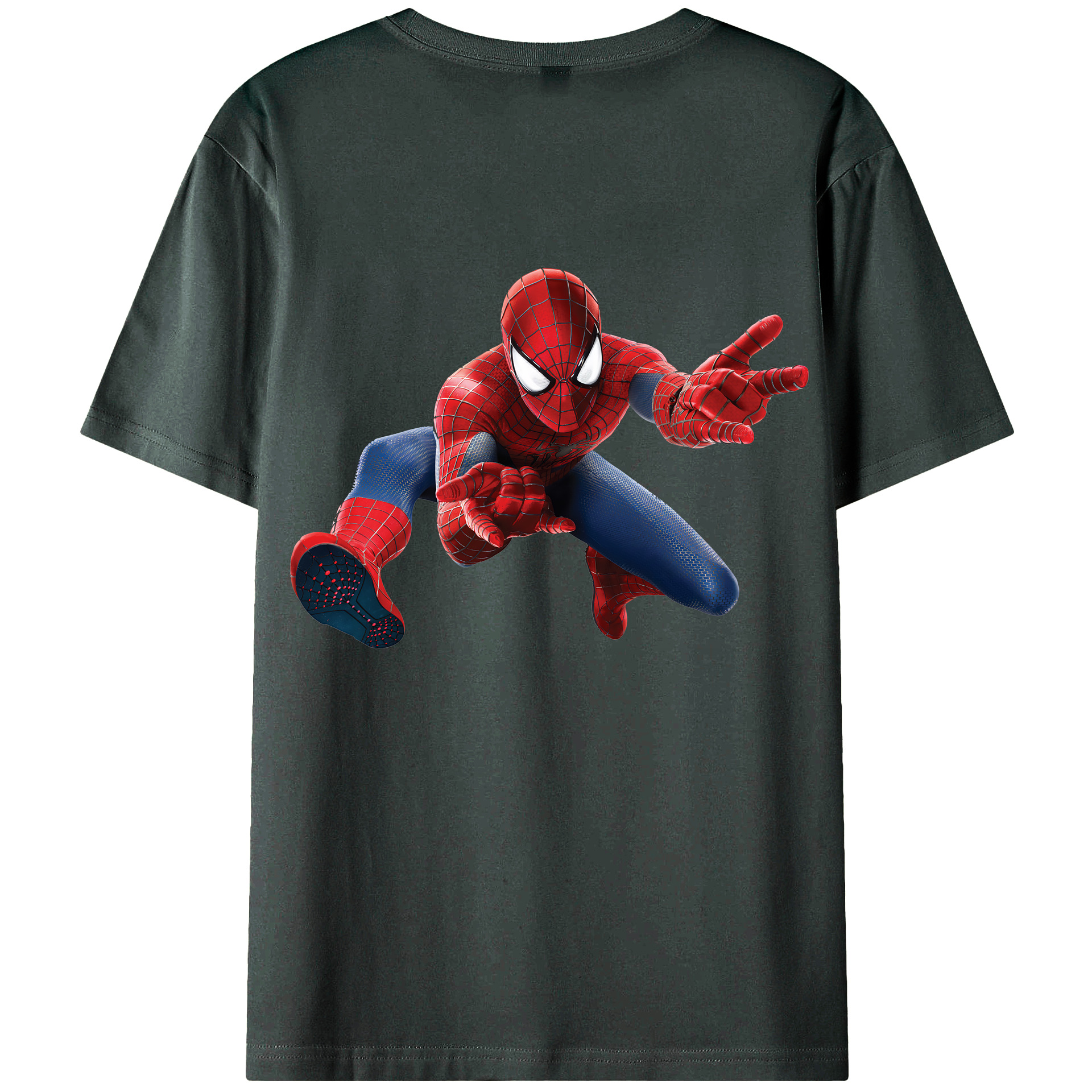 （画像用） Spider Man スパイダーマン 綿100％ メンズ半袖Tシャツ（バックプリント） 通気性
